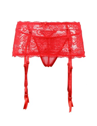 Porte-jarretelles rouge et string