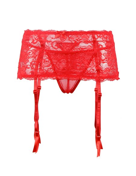 Porte-jarretelles rouge et string