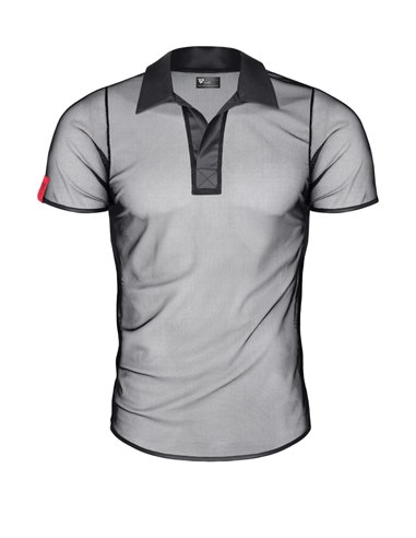 Polo en maille noire transparente - Regnes