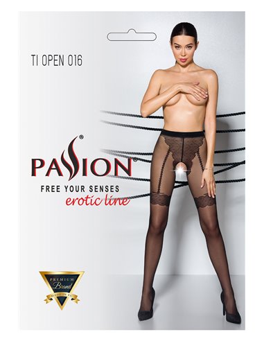 Collants ouverts TI016 20 deniers - noir