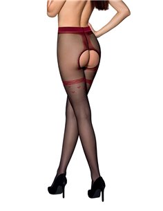 Collants ouverts TI019 20 deniers - noir/rouge 2
