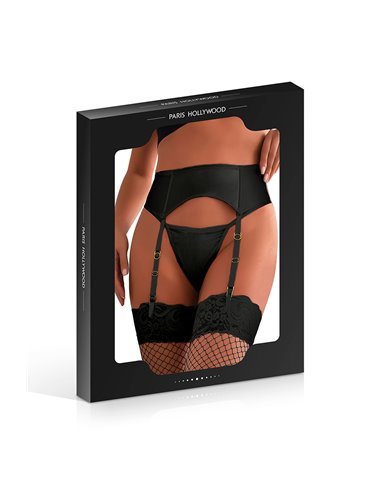 Porte-jarretelles wetlook avec string noir