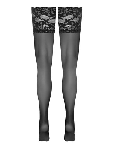 Bas autofixants large jarretière dentelle noir