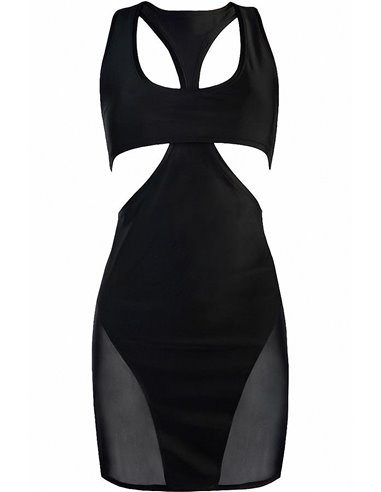 Robe moulante noire V-10619 - Axami