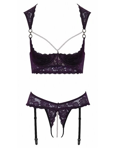 Ensemble lingerie ouverte violet - Cotelli Lingerie