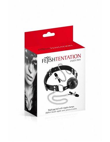 Bâillon boule rigide et pinces à seins