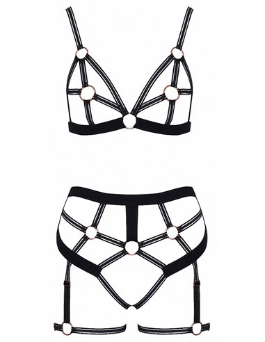 Set lingerie BDSM harnais noir - Cotelli Lingerie