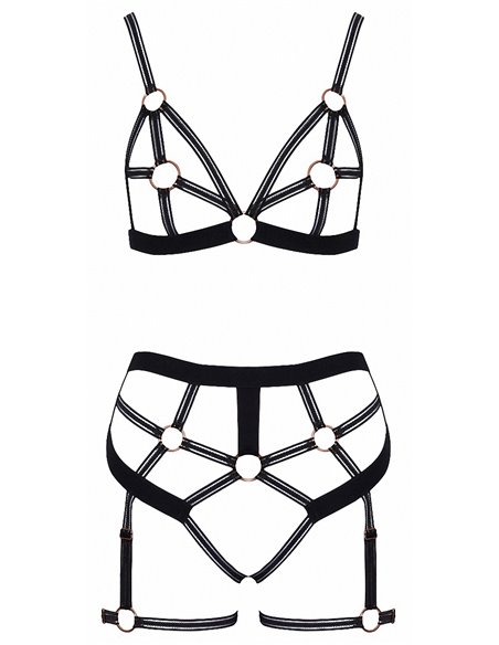 Set lingerie BDSM harnais noir - Cotelli Lingerie