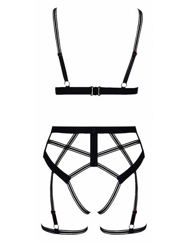 Set lingerie BDSM harnais noir - Cotelli Lingerie