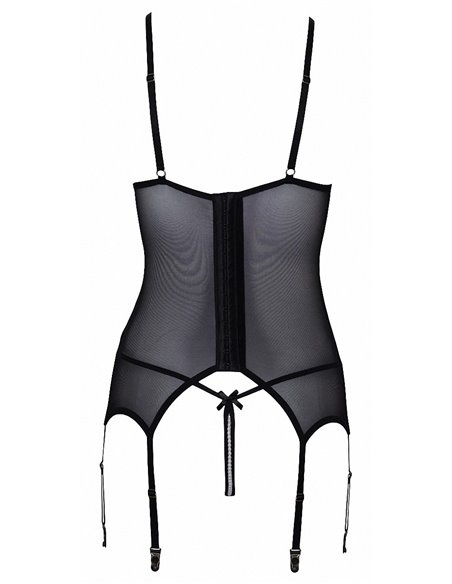 Guêpière seins nus et string ouvert résille et perles - Cottelli Lingerie