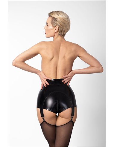 Short à jarretelles Glam F325 vinyle et wetlook
