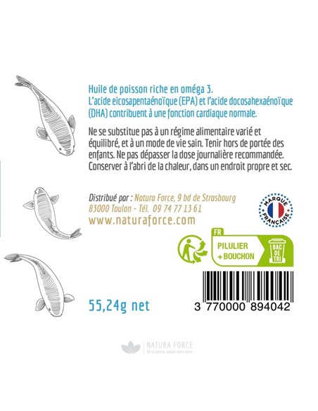 Huile de poisson Oméga 3 - capsules - Natura Force