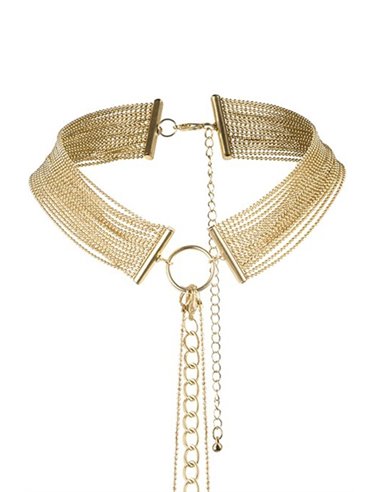 Collier en chainettes métalliques dorées