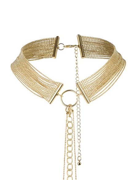 Collier en chainettes métalliques dorées