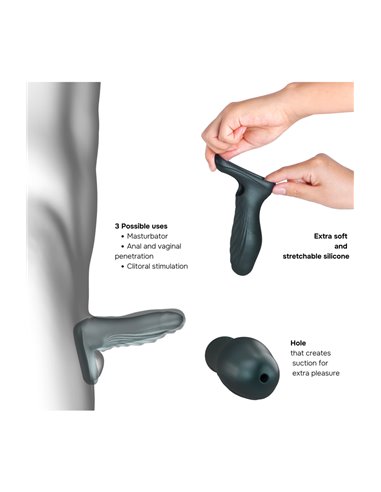 Gaine de pénis 3 en 1 Ryzer Pine Grey - Man Wan