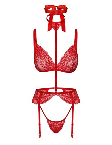 Ensemble 5 pièces Bondage Red Lace Kiss 243 - Kissable