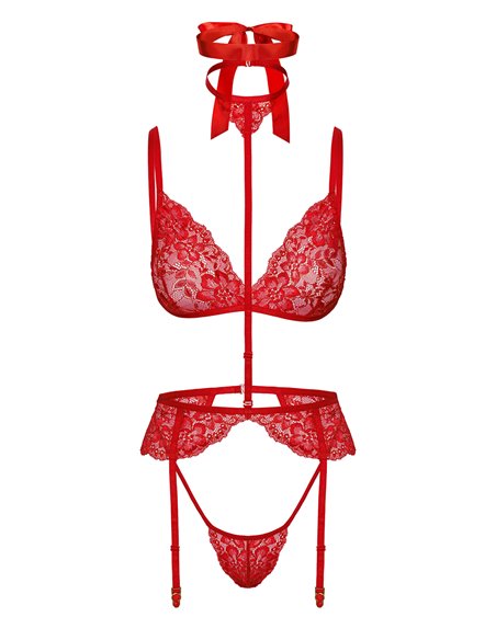 Ensemble 5 pièces Bondage Red Lace Kiss 243 - Kissable