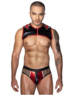 Ensemble sexy deux pièces rouge et noir - J Lingerie