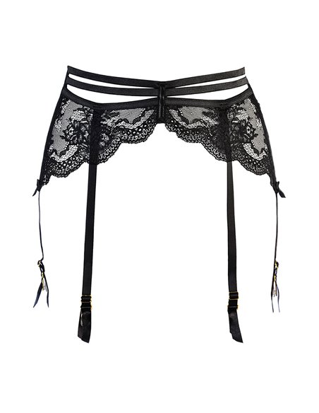 Porte-jarretelles tulle et dentelle noir V-10712 - Axami