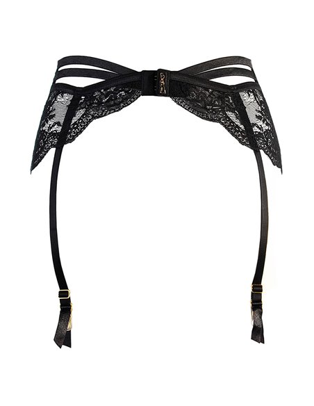 Porte-jarretelles tulle et dentelle noir V-10712 - Axami