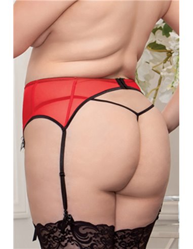 Porte-jarretelles rouge noir grande taille