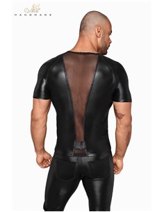 T-shirt wetlook et filet H056 2