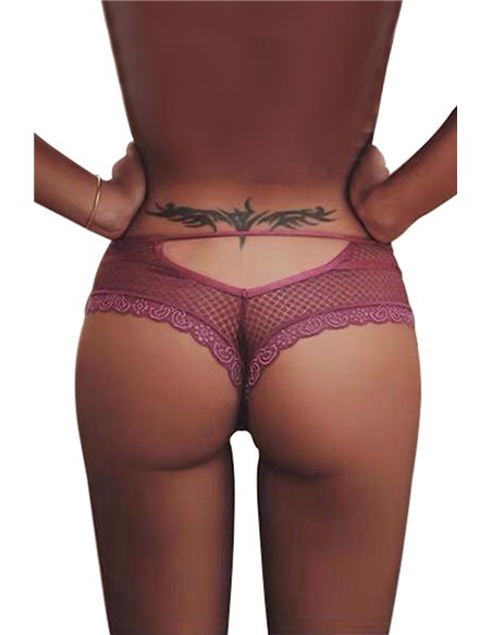 Tanga bordeaux dentelle - Paris Hollywood