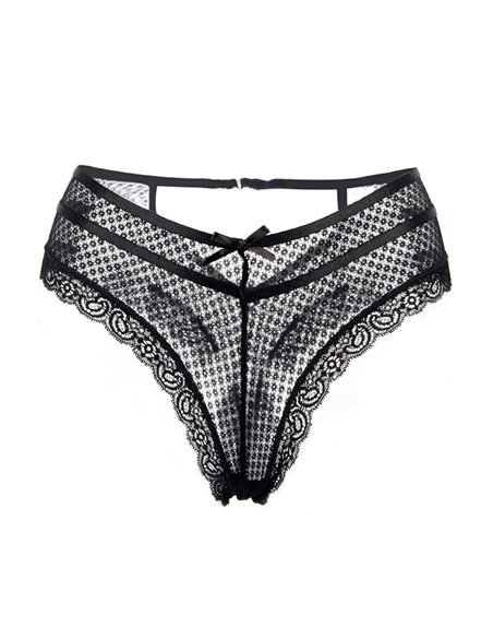 Tanga noir dentelle - Paris Hollywood