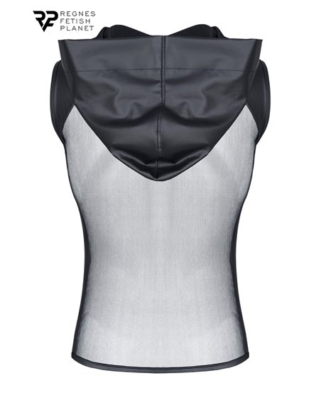 T-shirt à capuche wetlook et mesh - Regnes