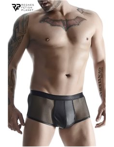 Boxer noir wetlook et mesh - Regnes