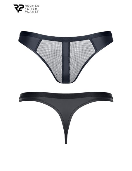 String noir wetlook et mesh - Regnes
