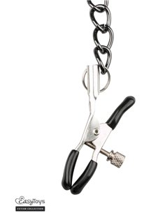 Collier cuir avec chaînes de seins - Easytoys Fetish Collection 2