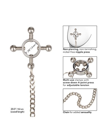 Pinces à tétons 4 points & chaine - Calexotics