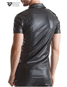 Chemise manches courtes wetlook noire Luca - Regnes 2