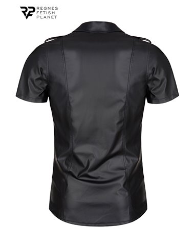 Chemise manches courtes wetlook noire Luca - Regnes